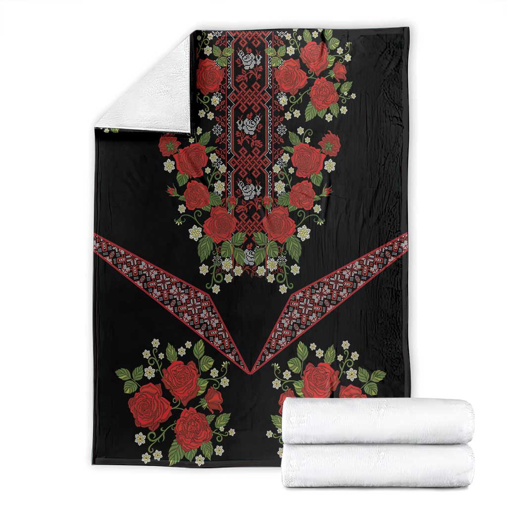 Traditional Ukrainian Costume Blanket Red Floral Embroidery Style