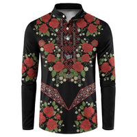 Traditional Ukrainian Costume Button Sweatshirt Red Floral Embroidery Style