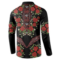 Traditional Ukrainian Costume Button Sweatshirt Red Floral Embroidery Style