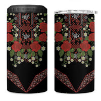 Traditional Ukrainian Costume 4 in 1 Can Cooler Tumbler Red Floral Embroidery Style