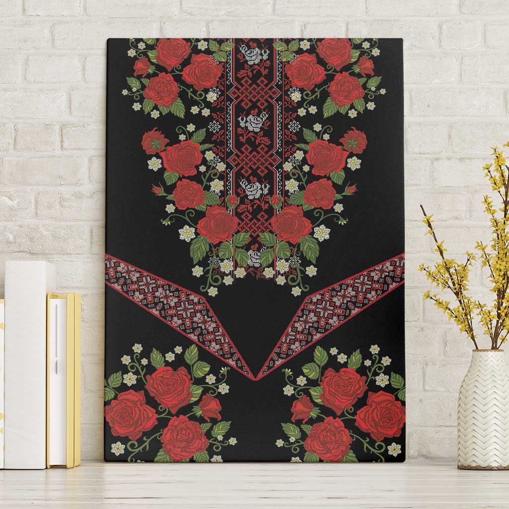 Traditional Ukrainian Costume Canvas Wall Art Red Floral Embroidery Style