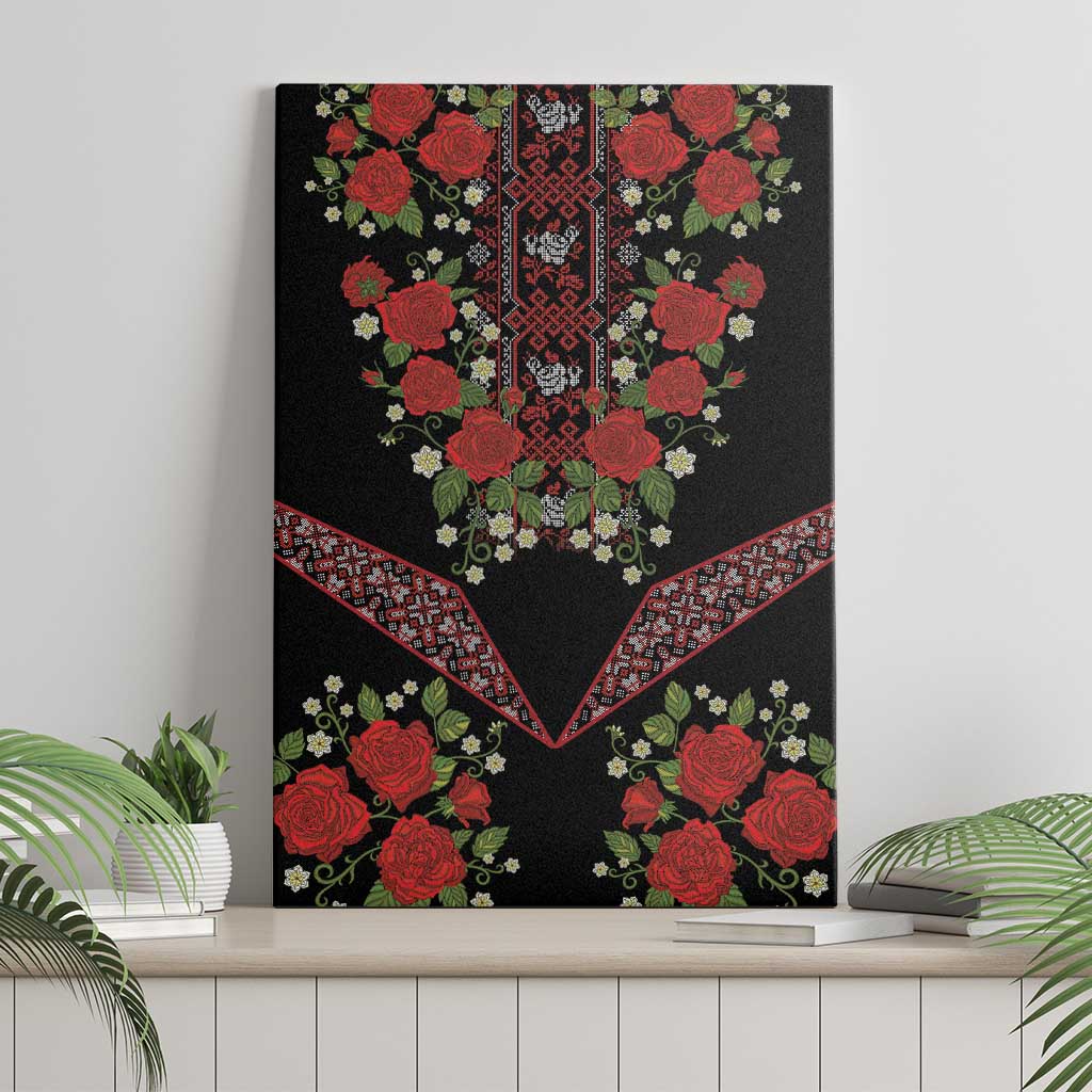 Traditional Ukrainian Costume Canvas Wall Art Red Floral Embroidery Style