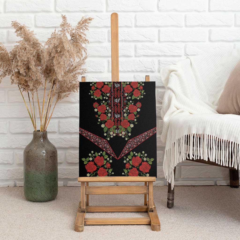 Traditional Ukrainian Costume Canvas Wall Art Red Floral Embroidery Style