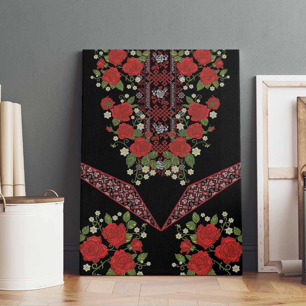 Traditional Ukrainian Costume Canvas Wall Art Red Floral Embroidery Style