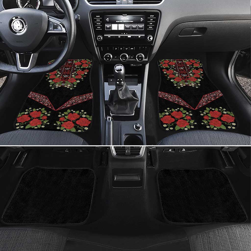 Traditional Ukrainian Costume Car Mats Red Floral Embroidery Style
