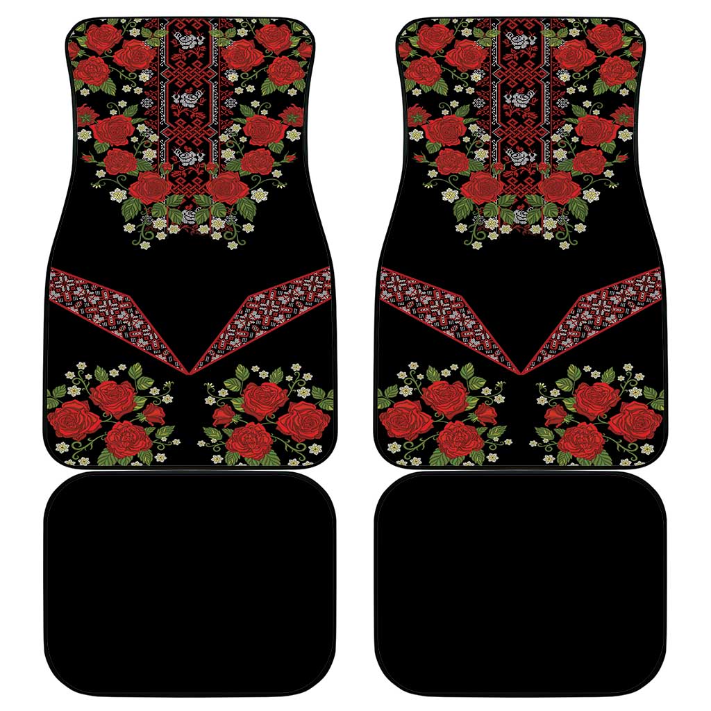 Traditional Ukrainian Costume Car Mats Red Floral Embroidery Style