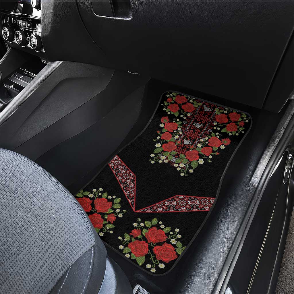 Traditional Ukrainian Costume Car Mats Red Floral Embroidery Style