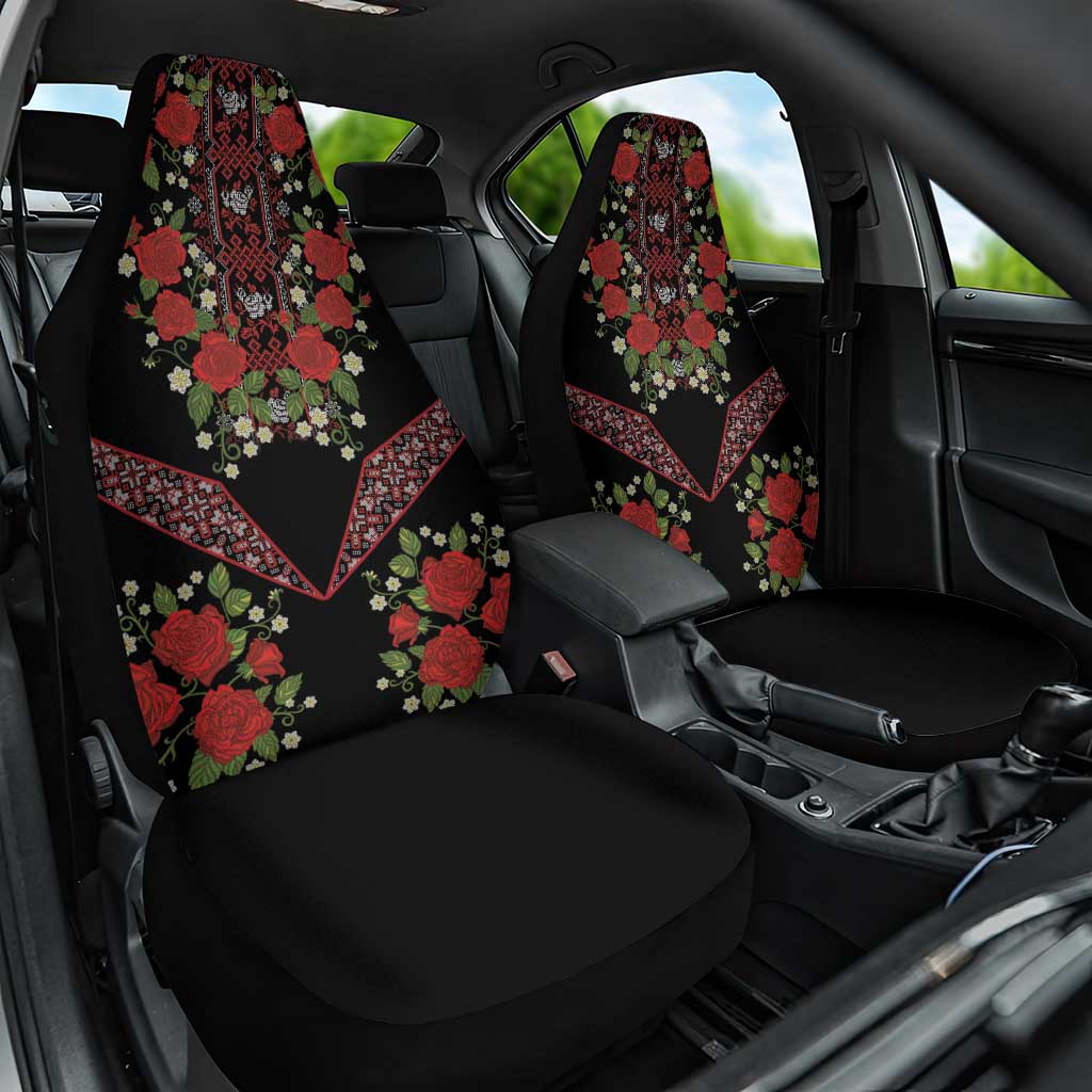 Traditional Ukrainian Costume Car Seat Cover Red Floral Embroidery Style