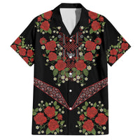Traditional Ukrainian Costume Family Matching Off The Shoulder Long Sleeve Dress and Hawaiian Shirt Red Floral Embroidery Style
