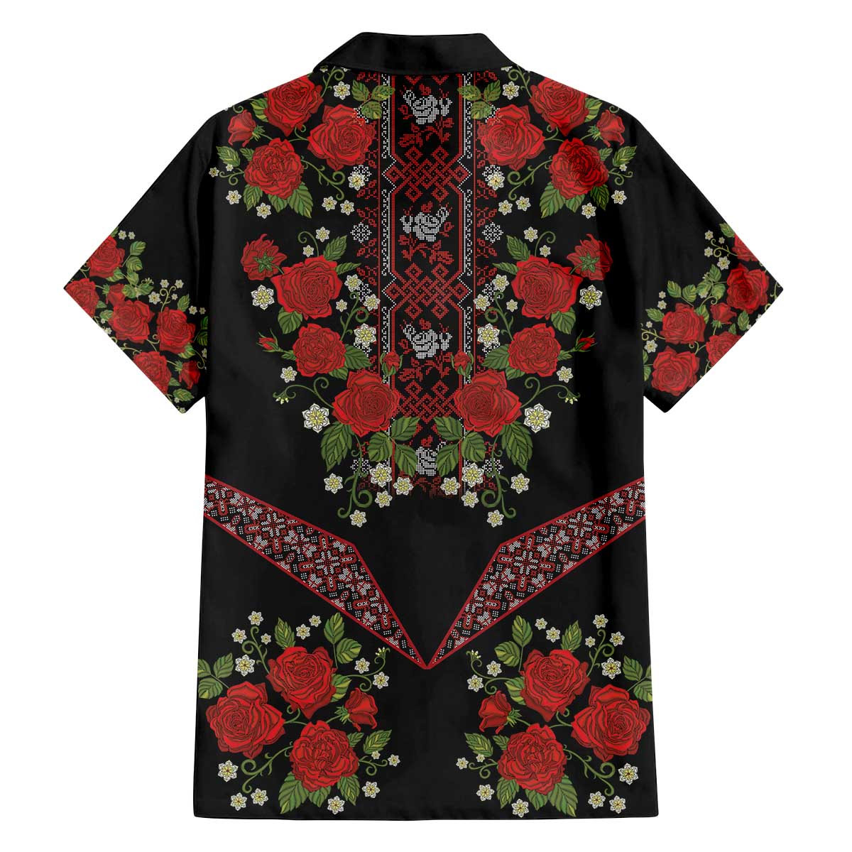 Traditional Ukrainian Costume Family Matching Off The Shoulder Long Sleeve Dress and Hawaiian Shirt Red Floral Embroidery Style