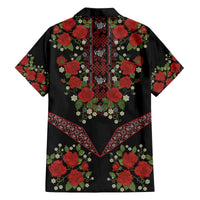 Traditional Ukrainian Costume Family Matching Off The Shoulder Long Sleeve Dress and Hawaiian Shirt Red Floral Embroidery Style