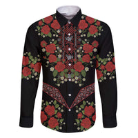 Traditional Ukrainian Costume Family Matching Off The Shoulder Long Sleeve Dress and Hawaiian Shirt Red Floral Embroidery Style