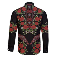 Traditional Ukrainian Costume Family Matching Off The Shoulder Long Sleeve Dress and Hawaiian Shirt Red Floral Embroidery Style