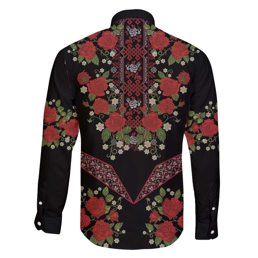 Traditional Ukrainian Costume Family Matching Off Shoulder Maxi Dress and Hawaiian Shirt Red Floral Embroidery Style