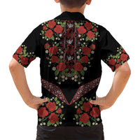Traditional Ukrainian Costume Family Matching Puletasi and Hawaiian Shirt Red Floral Embroidery Style