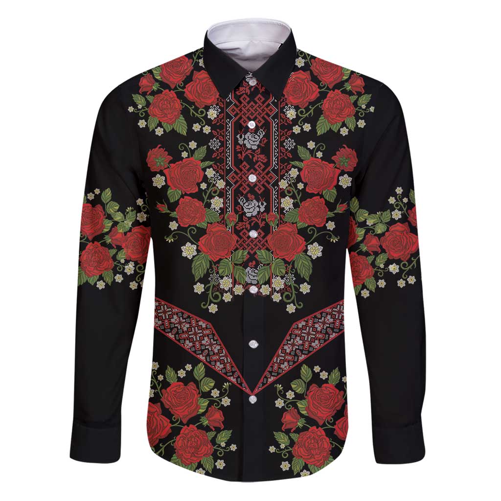 Traditional Ukrainian Costume Family Matching Puletasi and Hawaiian Shirt Red Floral Embroidery Style