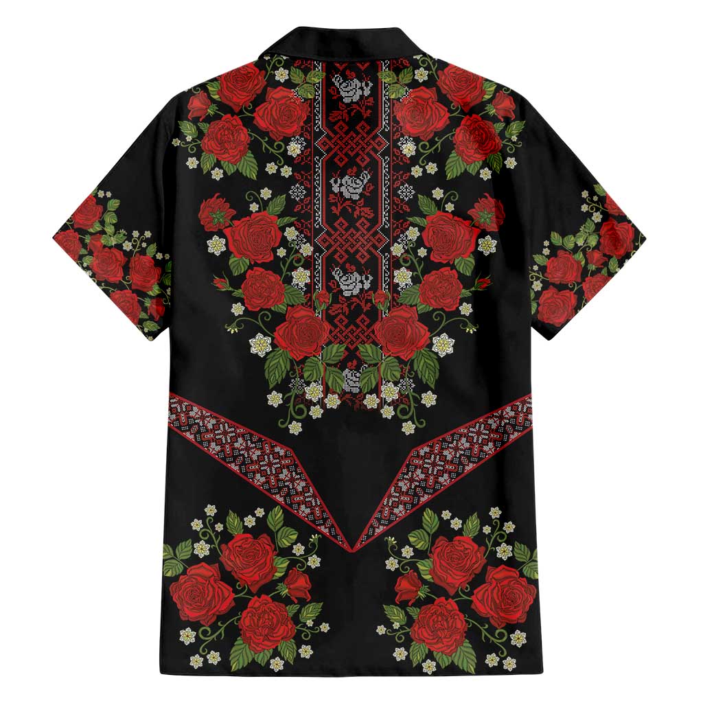 Traditional Ukrainian Costume Family Matching Short Sleeve Bodycon Dress and Hawaiian Shirt Red Floral Embroidery Style