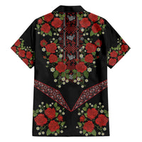 Traditional Ukrainian Costume Family Matching Short Sleeve Bodycon Dress and Hawaiian Shirt Red Floral Embroidery Style