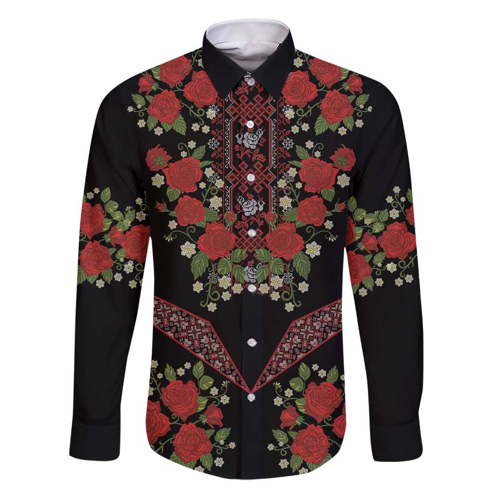 Traditional Ukrainian Costume Family Matching Short Sleeve Bodycon Dress and Hawaiian Shirt Red Floral Embroidery Style