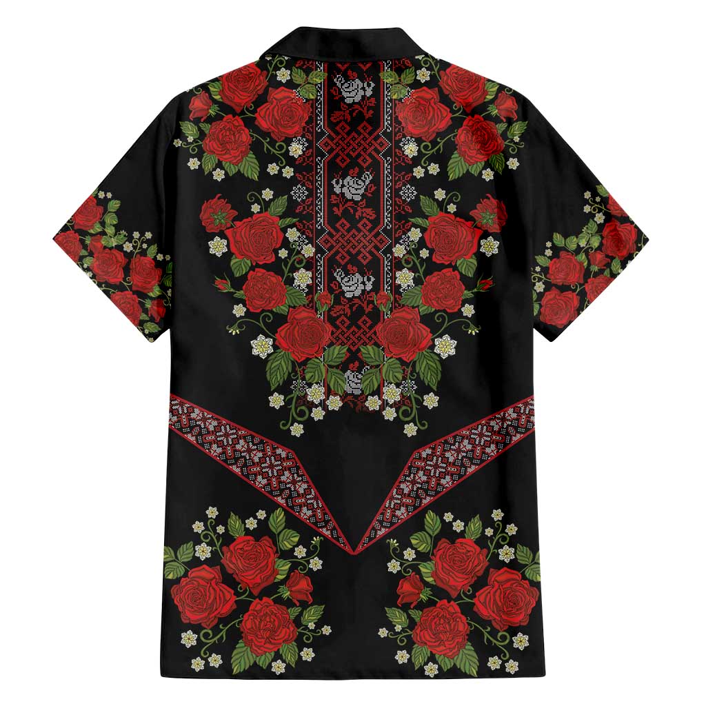 Traditional Ukrainian Costume Family Matching Summer Maxi Dress and Hawaiian Shirt Red Floral Embroidery Style