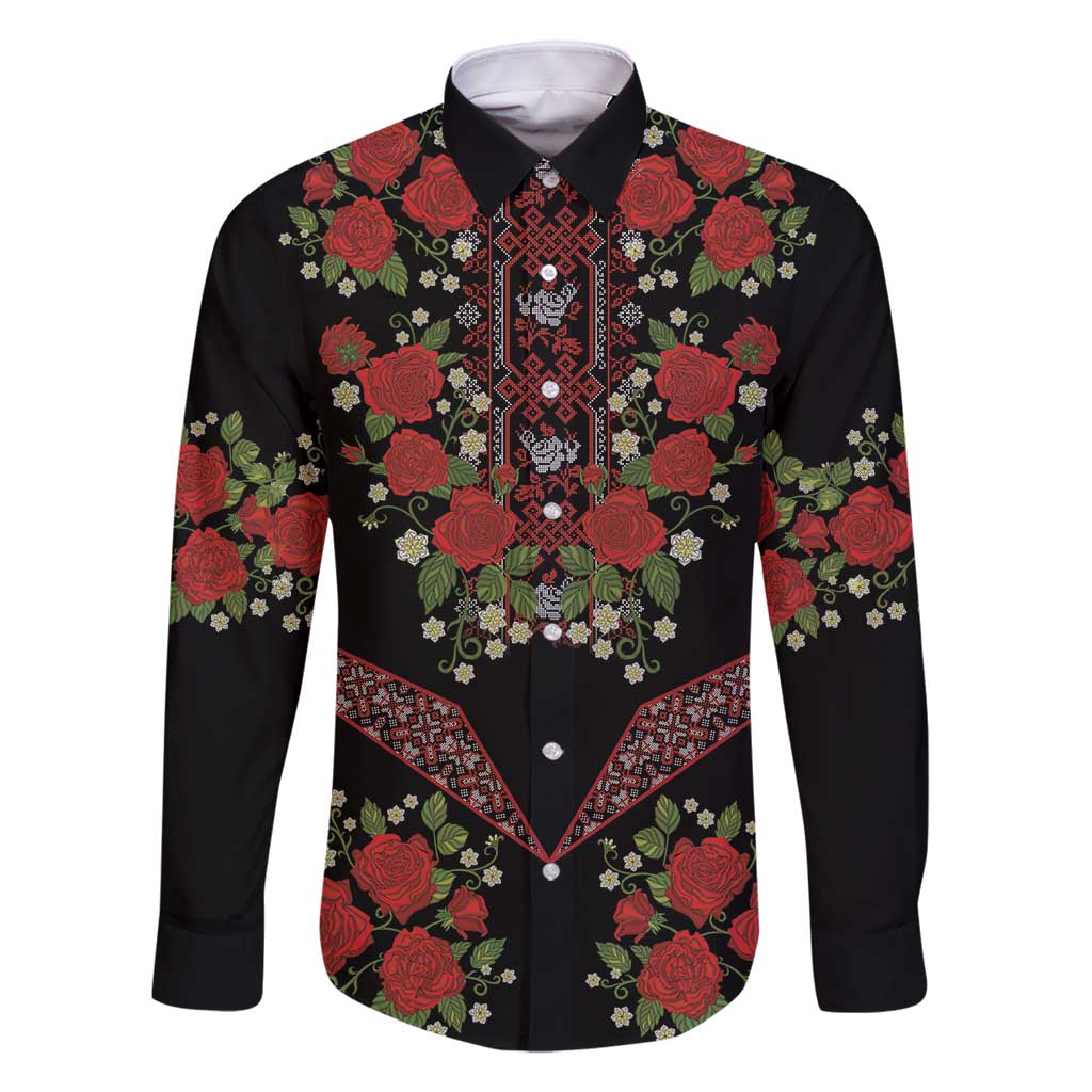 Traditional Ukrainian Costume Family Matching Tank Maxi Dress and Hawaiian Shirt Red Floral Embroidery Style