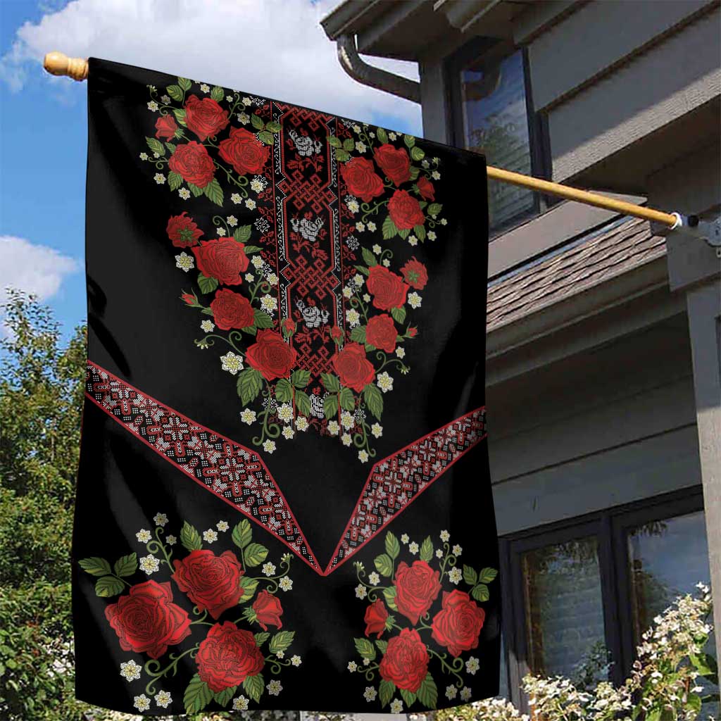 Traditional Ukrainian Costume Garden Flag Red Floral Embroidery Style