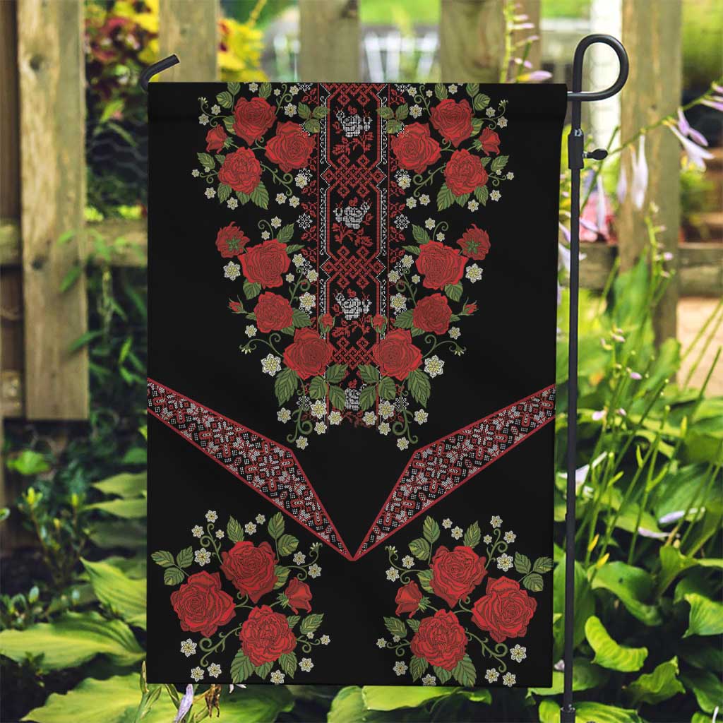 Traditional Ukrainian Costume Garden Flag Red Floral Embroidery Style