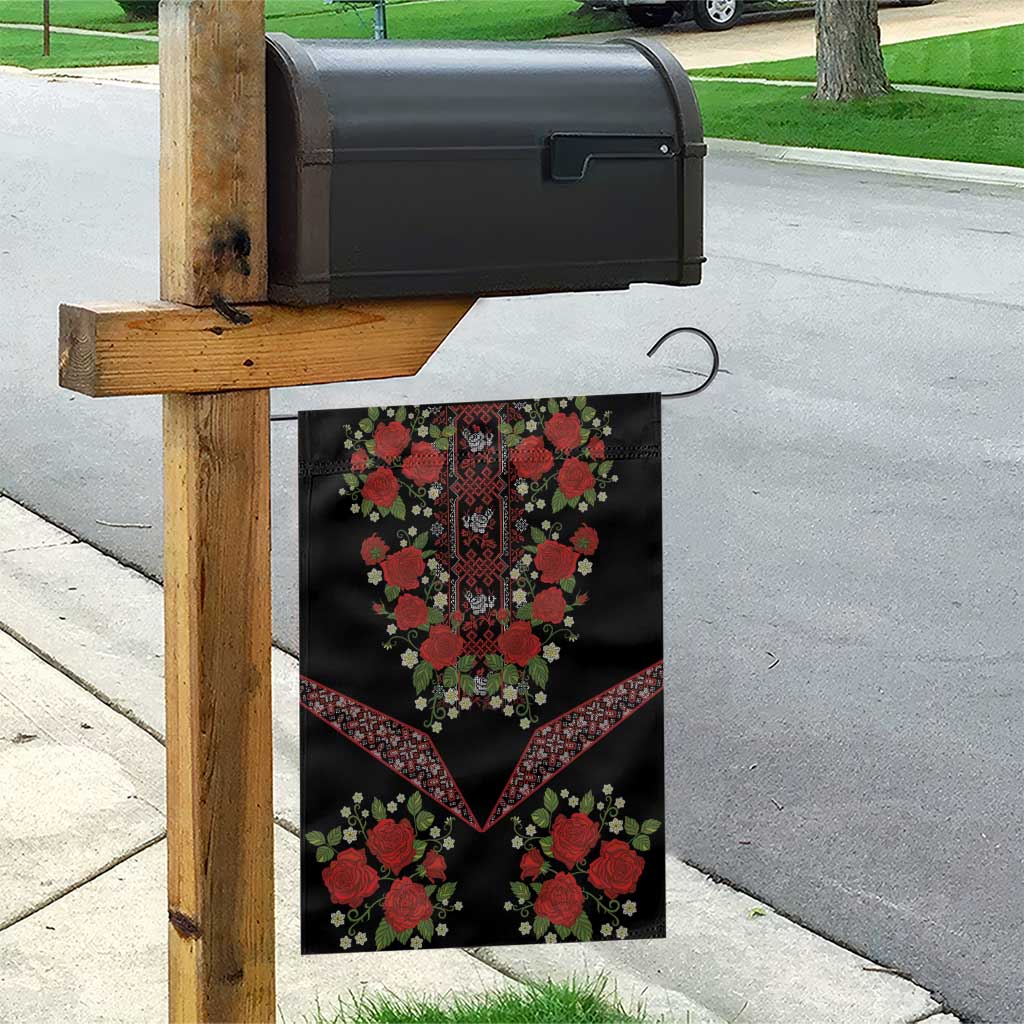 Traditional Ukrainian Costume Garden Flag Red Floral Embroidery Style