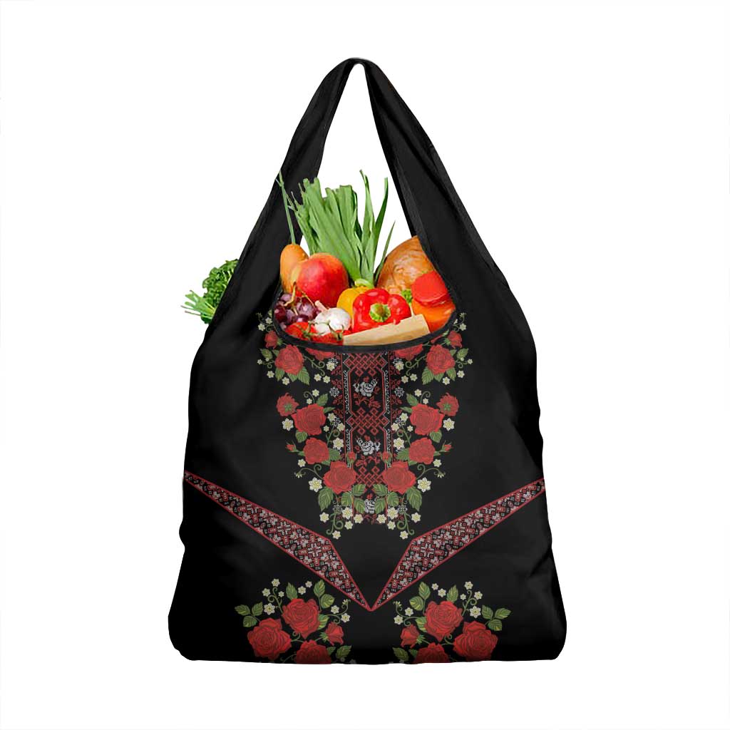 Traditional Ukrainian Costume Grocery Bag Red Floral Embroidery Style