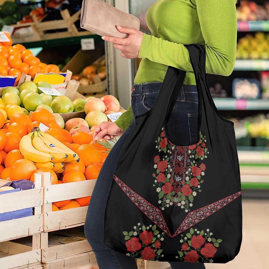 Traditional Ukrainian Costume Grocery Bag Red Floral Embroidery Style