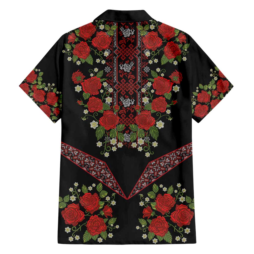 Traditional Ukrainian Costume Hawaiian Shirt Red Floral Embroidery Style