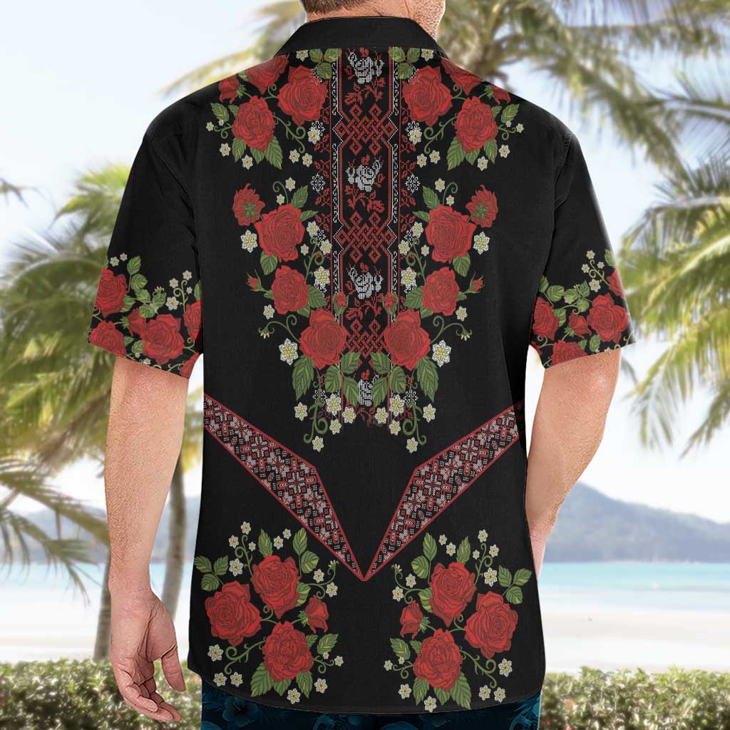 Traditional Ukrainian Costume Hawaiian Shirt Red Floral Embroidery Style