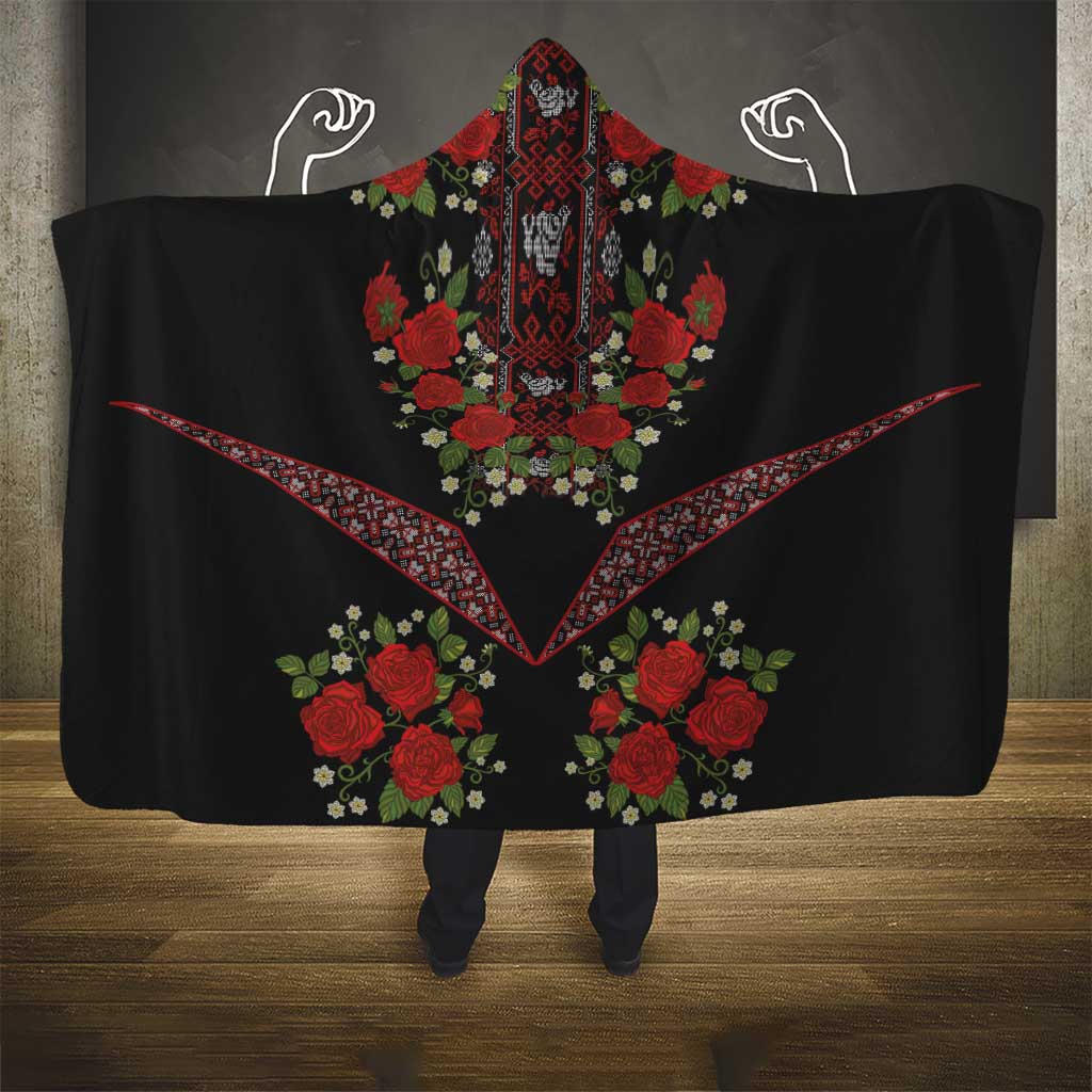 Traditional Ukrainian Costume Hooded Blanket Red Floral Embroidery Style