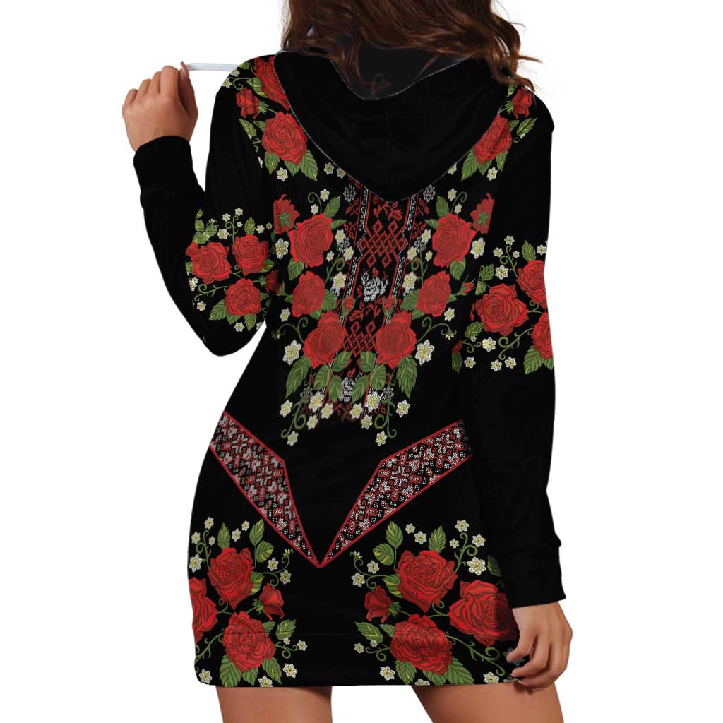 Traditional Ukrainian Costume Hoodie Dress Red Floral Embroidery Style
