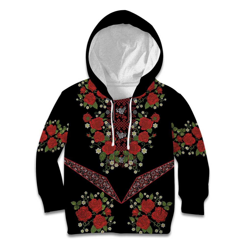 Traditional Ukrainian Costume Kid Hoodie Red Floral Embroidery Style