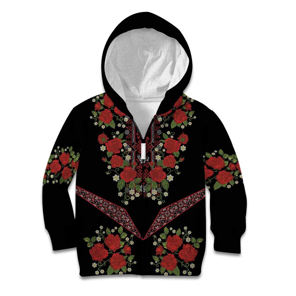 Traditional Ukrainian Costume Kid Hoodie Red Floral Embroidery Style