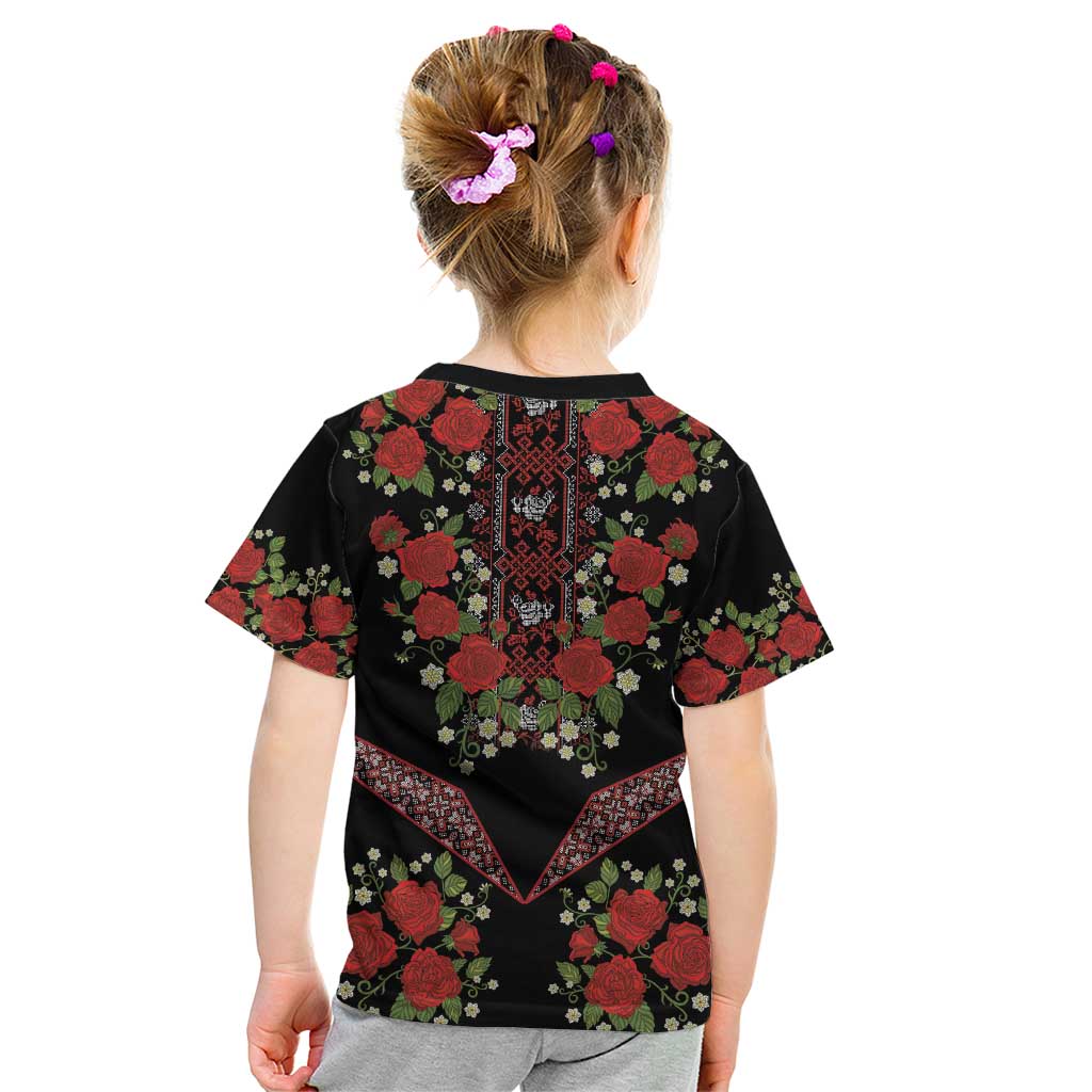 Traditional Ukrainian Costume Kid T Shirt Red Floral Embroidery Style