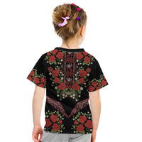 Traditional Ukrainian Costume Kid T Shirt Red Floral Embroidery Style