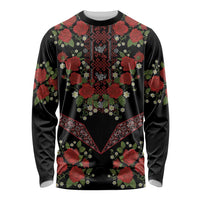 Traditional Ukrainian Costume Long Sleeve Shirt Red Floral Embroidery Style