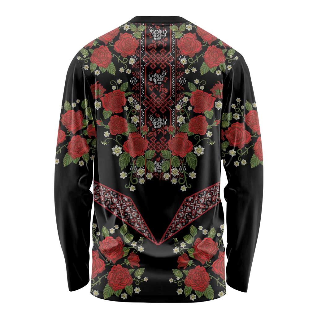 Traditional Ukrainian Costume Long Sleeve Shirt Red Floral Embroidery Style