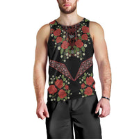 Traditional Ukrainian Costume Men Tank Top Red Floral Embroidery Style