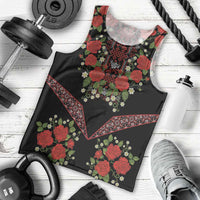 Traditional Ukrainian Costume Men Tank Top Red Floral Embroidery Style