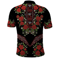 Traditional Ukrainian Costume Polo Shirt Red Floral Embroidery Style
