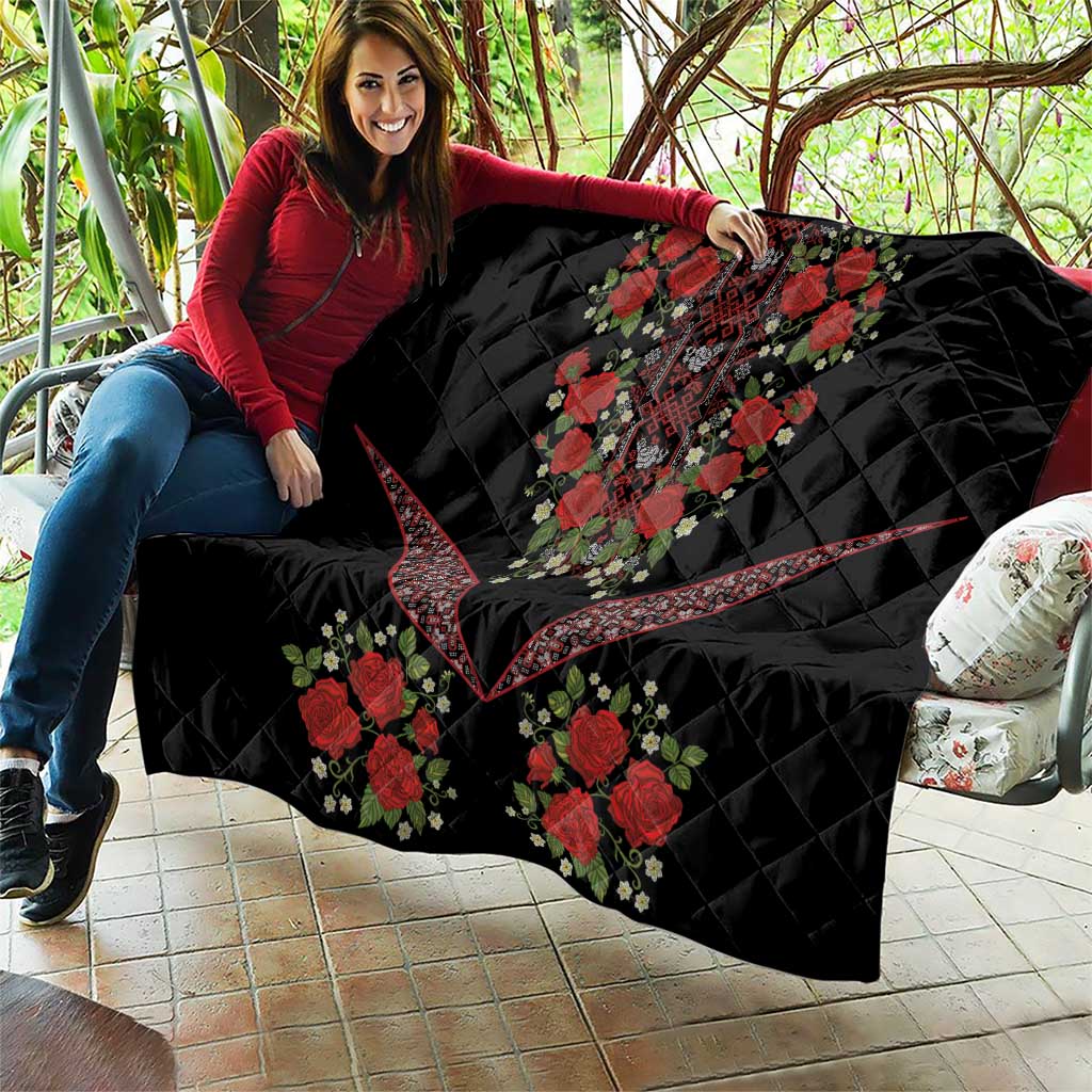 Traditional Ukrainian Costume Quilt Red Floral Embroidery Style