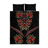 Traditional Ukrainian Costume Quilt Bed Set Red Floral Embroidery Style