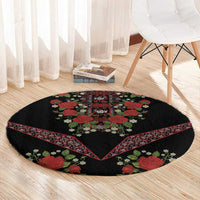 Traditional Ukrainian Costume Round Carpet Red Floral Embroidery Style