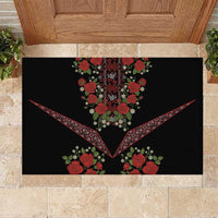 Traditional Ukrainian Costume Rubber Doormat Red Floral Embroidery Style