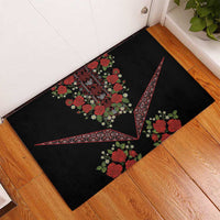 Traditional Ukrainian Costume Rubber Doormat Red Floral Embroidery Style