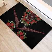 Traditional Ukrainian Costume Rubber Doormat Red Floral Embroidery Style