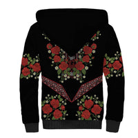 Traditional Ukrainian Costume Sherpa Hoodie Red Floral Embroidery Style